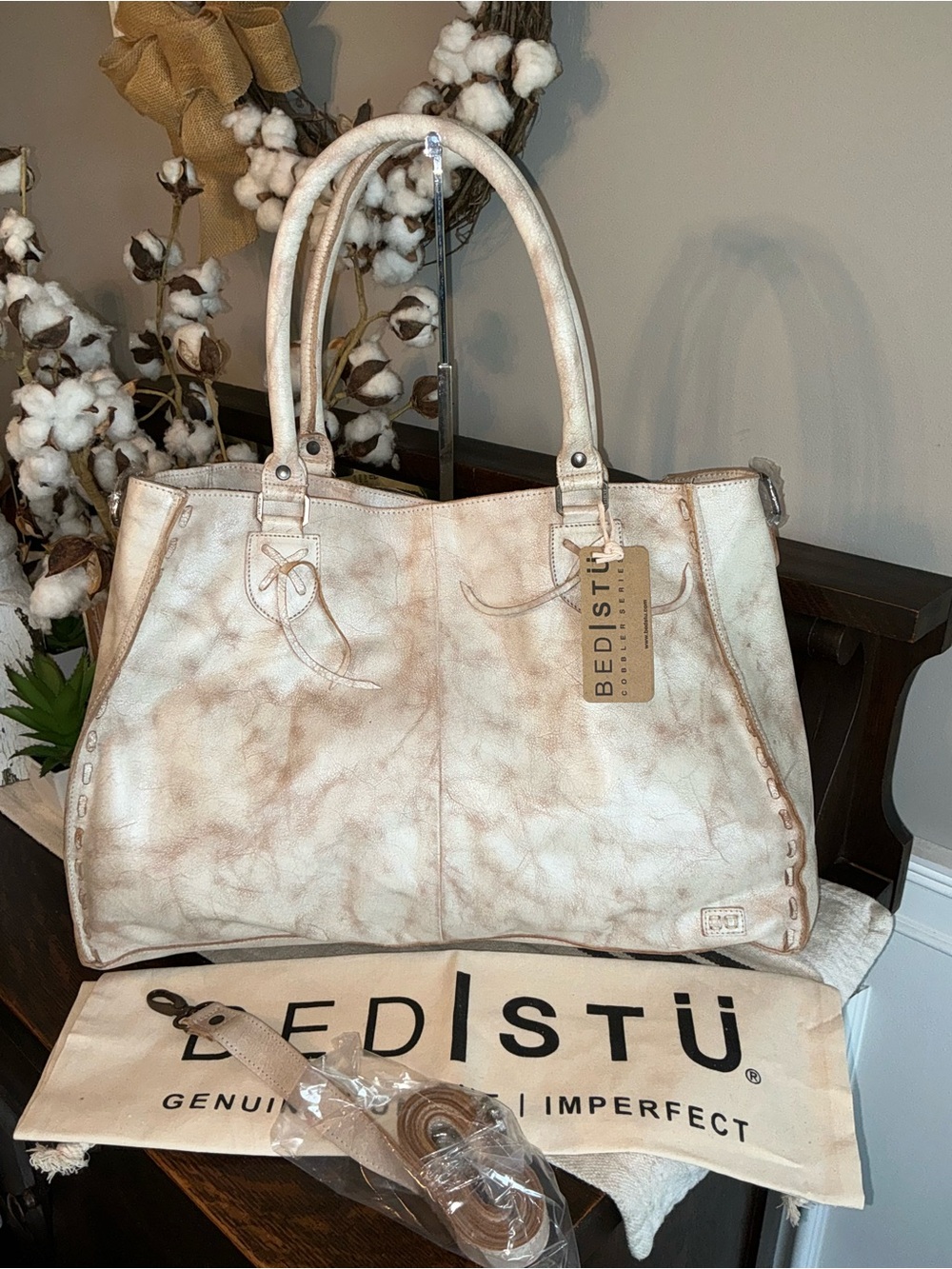 NWT Bed Stu Leather Rockaway Shoulder Crossbody Bag Tote Nectar Lux MSPR $345